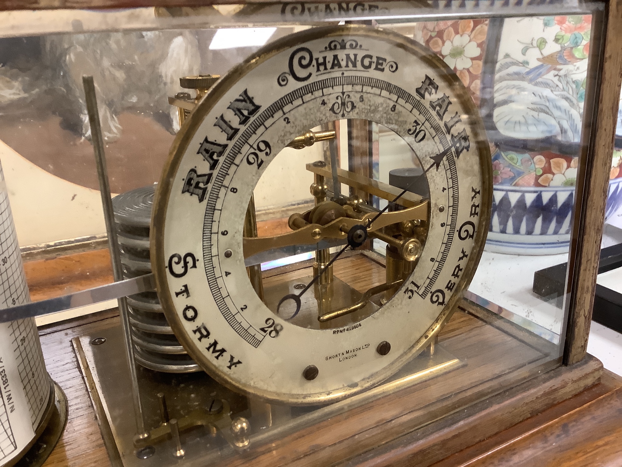 A walnut cased barograph